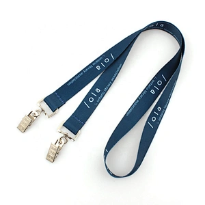 Polyester custom printed lanyard with double clips