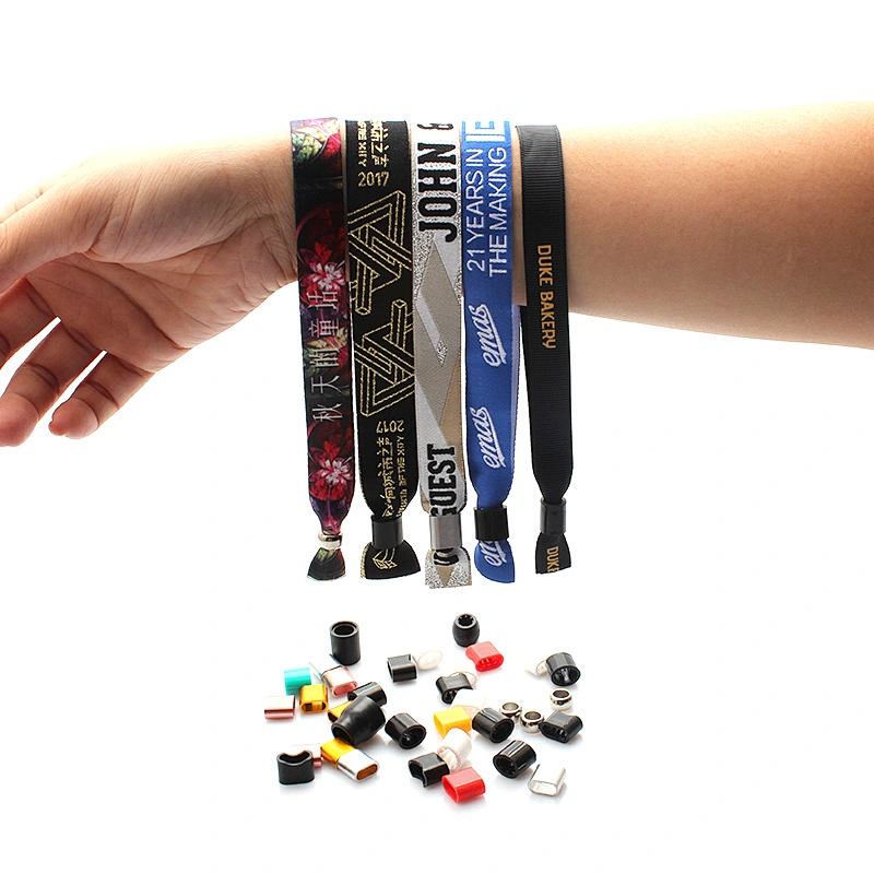 Hot sale custom logo printed recycle cloth woven adjustable festival wristband