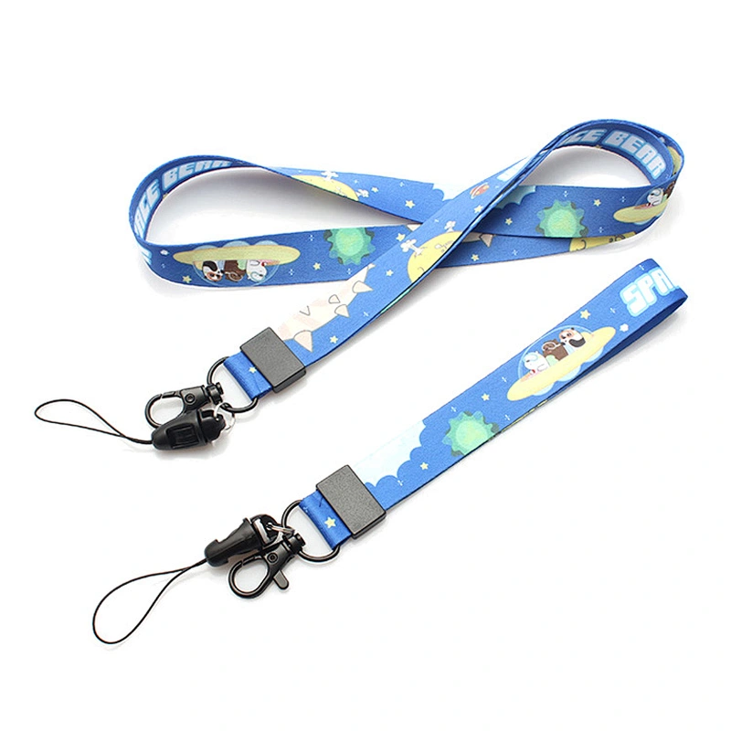Polyester colorful neck strap lanyard pouch for cell phone