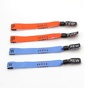 Disposable custom fabric plastic hook woven wristband for event