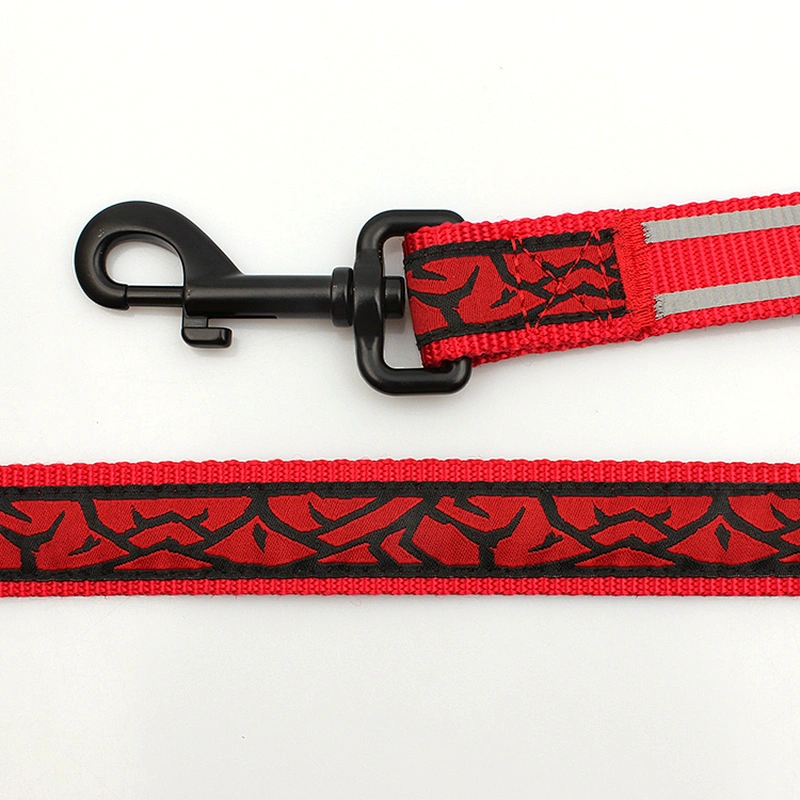 Custom dog polyester woven pet dog collar and leash set
