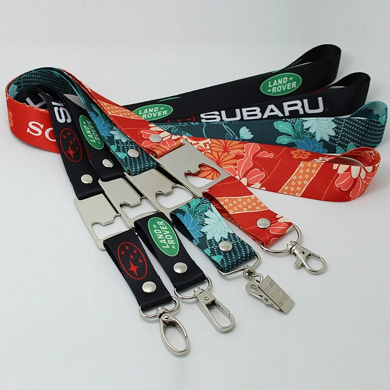 Sublimation polyester beer bottle opener lanyard with costom logo