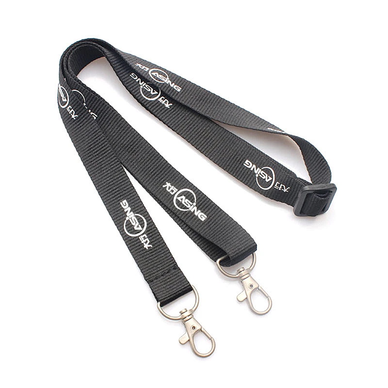 Hot selling Custom Polyester Cheap Black Lanyards With Double End Clip