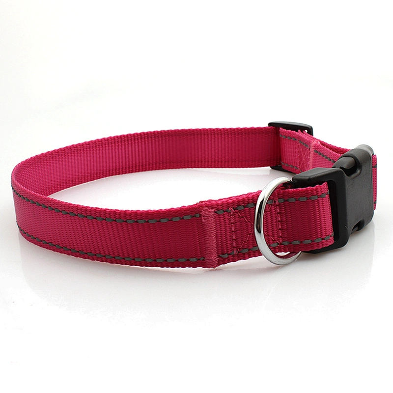 Personalized nylon reflective pink pet walking dog collar