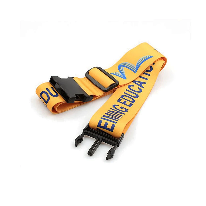 Factory adjustable sublimation logo custom luggage belt with plastic buckle
