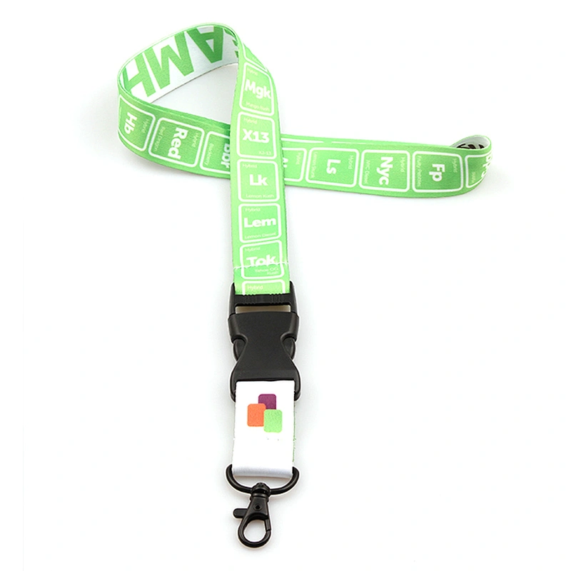 Nice gifts cheaper 2cm width neck strap heat transfer lanyard with breakaway buckle and black metal hook