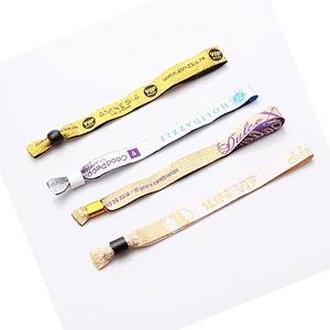 Promotion Custom Festival Woven Fabric Gold Wristbands For Concert