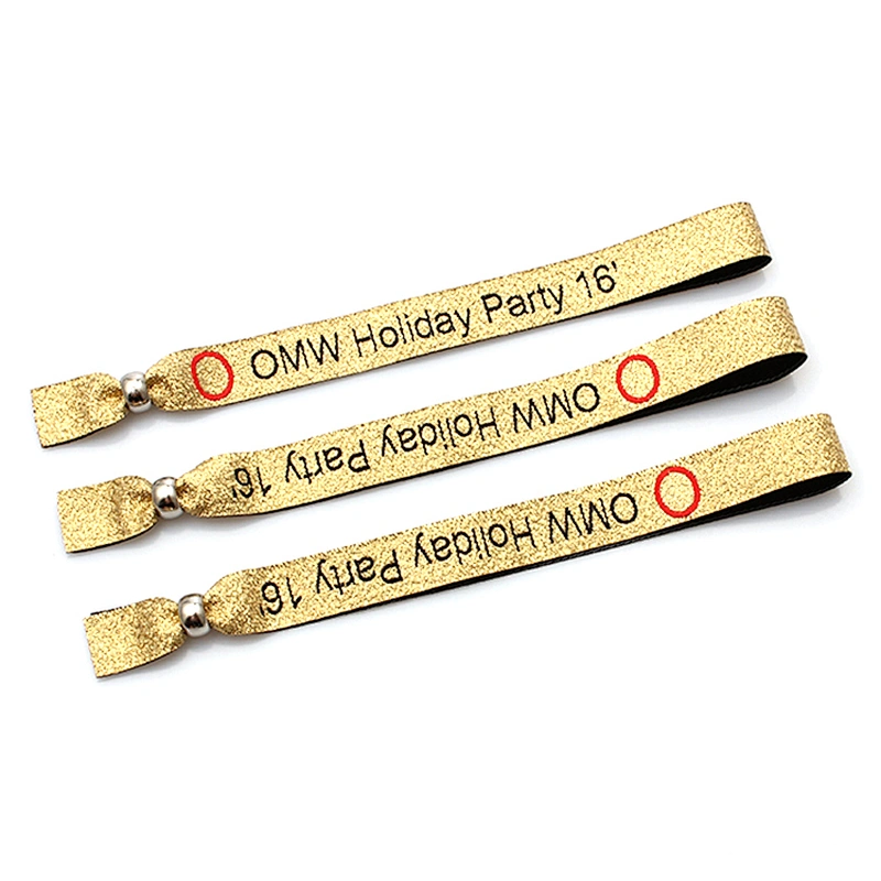 Cheap charity textile security festival cloth woven wristband with logo custom