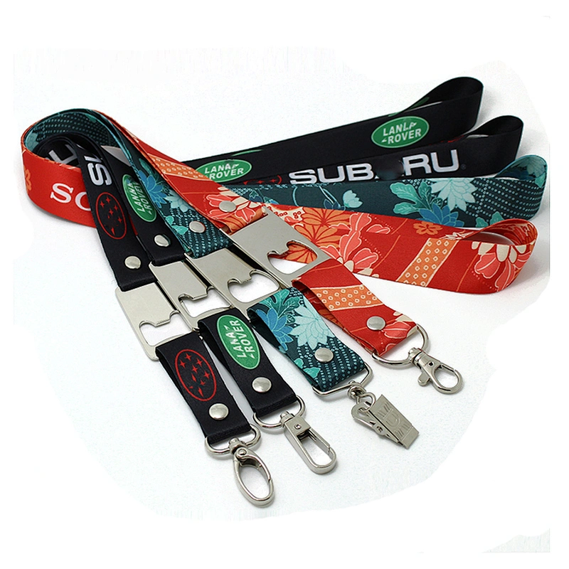 Factory wholesale high quality custom polyester water bottle opener lanyard
