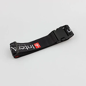 Factory direct sale polyester luggage custom belt with plastic breakaway lock