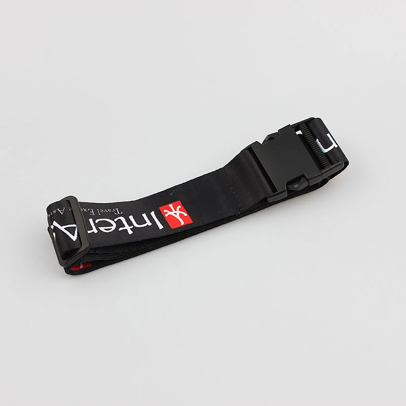Factory direct sale polyester luggage custom belt with plastic breakaway lock