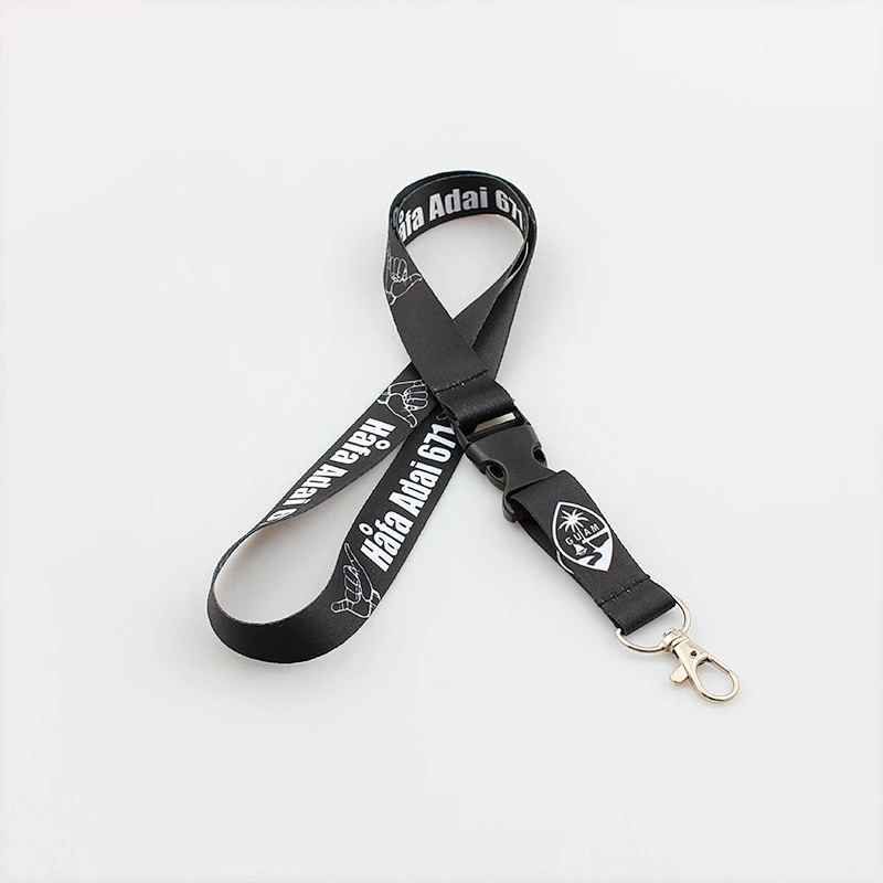 Custom logo polyester remove lanyard with breakaway buckle