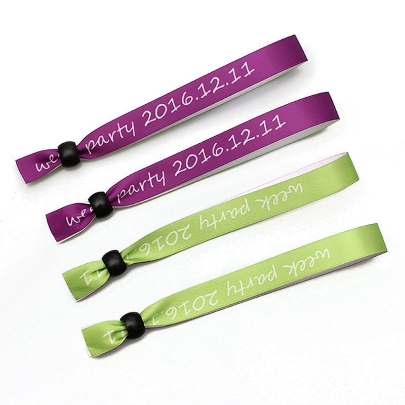 Company promotional ribbon custom your own logo wristbands with plastic lock