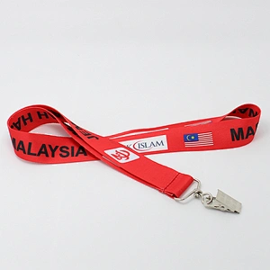 Cool design custom logo festival event staff wear polyester alligator clip stain lanyard