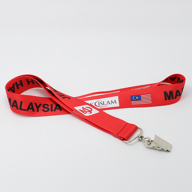 Cool design custom logo festival event staff wear polyester alligator clip stain lanyard