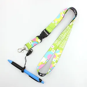 Per as pantone colors color material polyester lanyard material with rubber circle