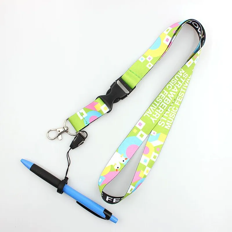 Per as pantone colors color material polyester lanyard material with rubber circle
