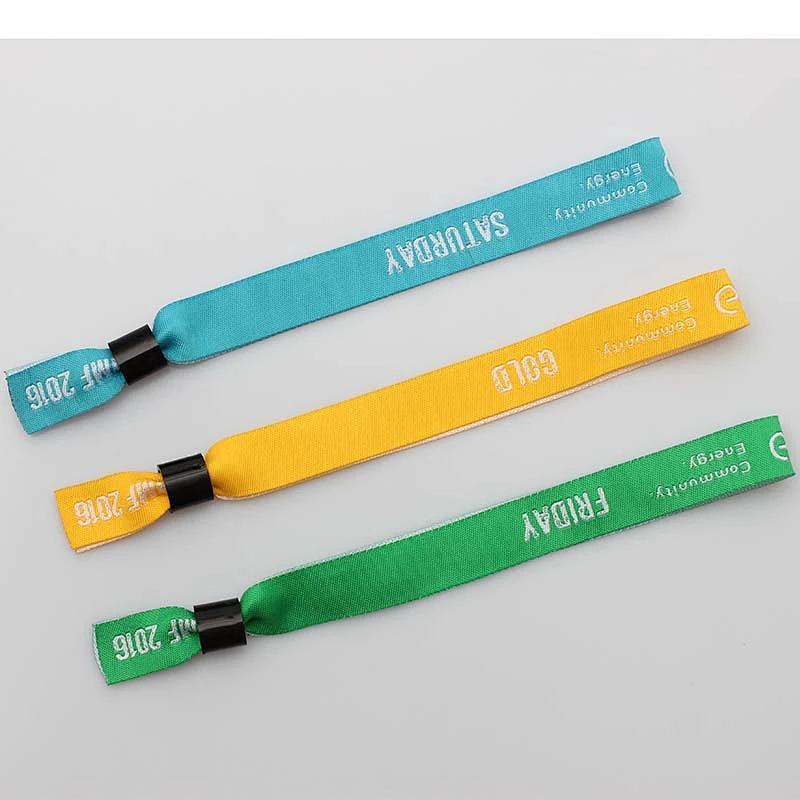 Textile wristbands with fabric decorative letters
