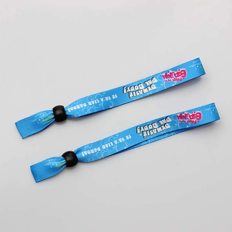 Factory OEM cheap custom polyester fabric wristband bracelet glow in the dark