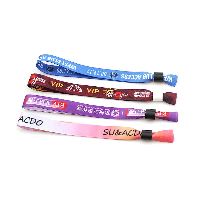 Wholesale custom polyester wristbands with one time lock
