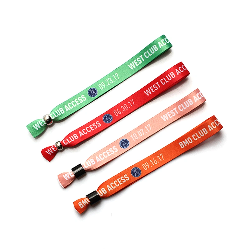 Festival events customized ribbon wristbands with plastic slide lock