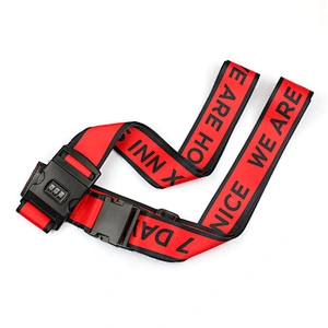 Low price special customized logo luggage belt with metal buckle