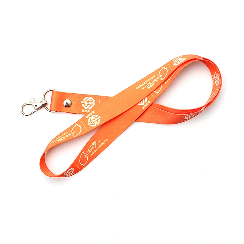 High quality factory supply polyester organe lanyard with good metal hook