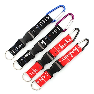 Promotional items polyester keychain carabiner short wrist lanyard
