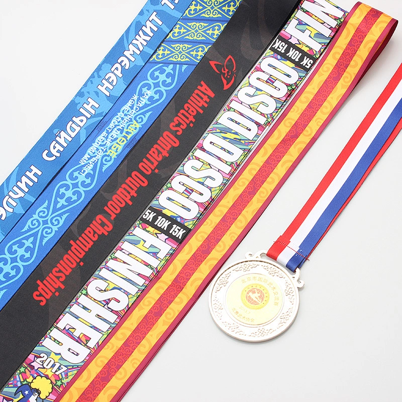 Hot sale factory custom eco-friendly award ribbon medal lanyard