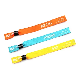 High quality custom logo woven fabric VIP wristband