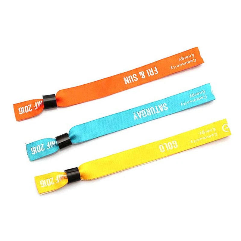 High quality custom logo woven fabric VIP wristband