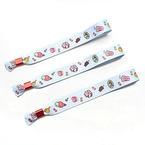 Attractive gift one-time use ribbon bracelets with plastic unidirectional buckle