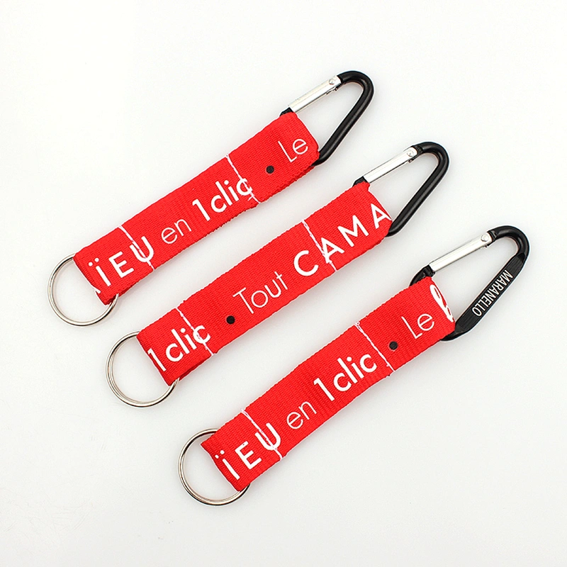Eco-friendly promotional custom carabiner short lanyard with strap keying