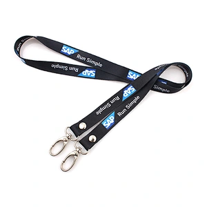 Polyester Material and W2.0*L92cm or as your requested size sublimation double hook lanyard