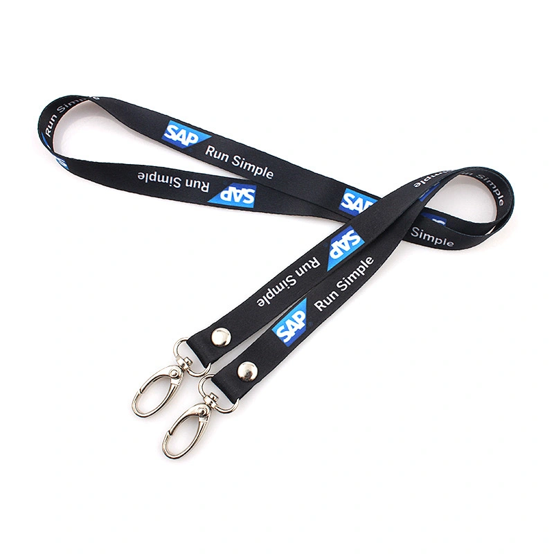 Polyester Material and W2.0*L92cm or as your requested size sublimation double hook lanyard