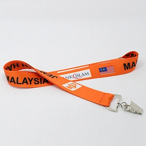 Cool design custom logo festival event staff wear polyester alligator clip stain lanyard