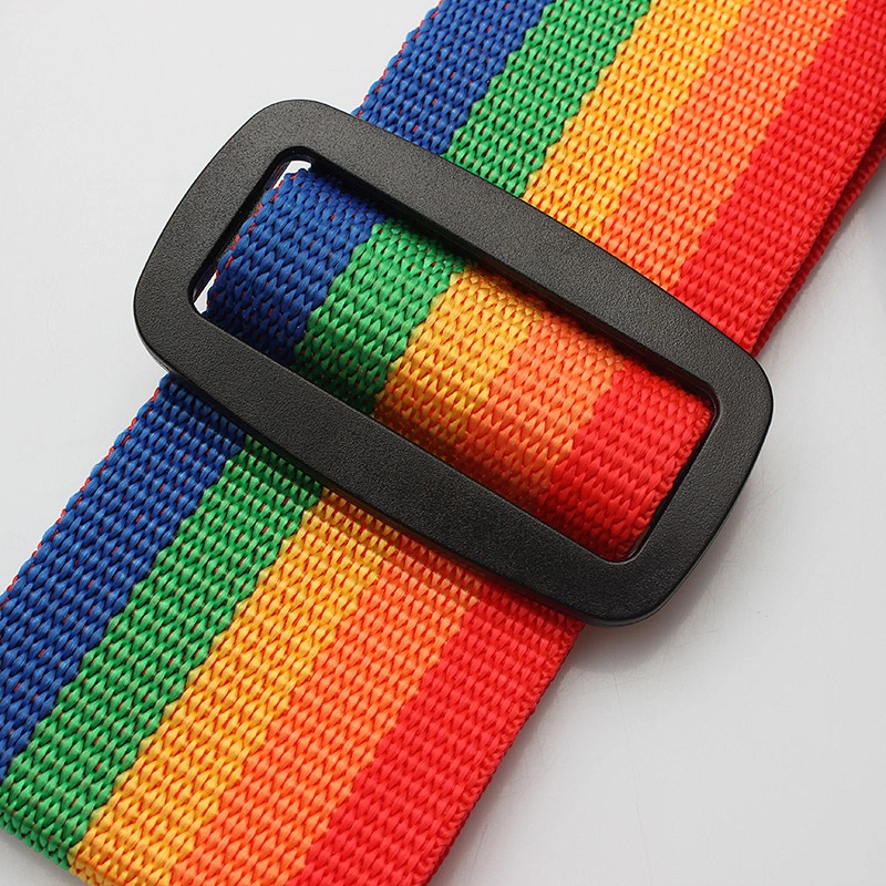 Wholesale custom polyester rainbow luggage strap airport webbing belt