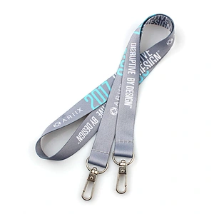 Custom logo sublimation printing camera strap lanyard with double hook