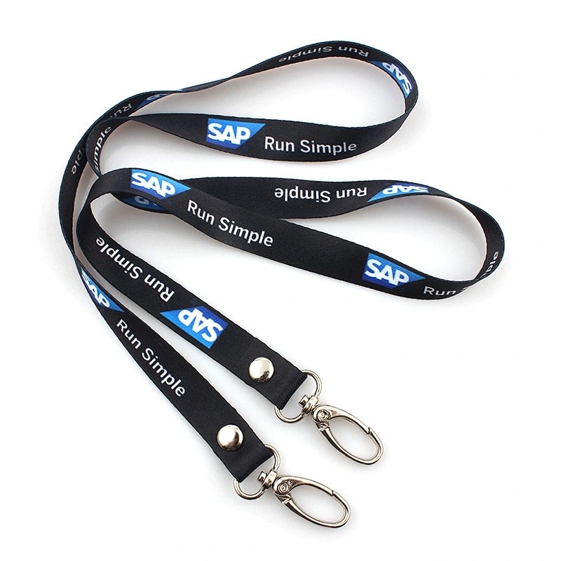 Polyester Material and W2.0*L92cm or as your requested size sublimation double hook lanyard