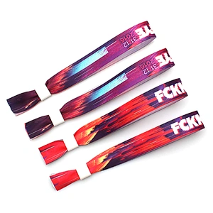 Company promotional ribbon custom your own logo wristbands with plastic lock