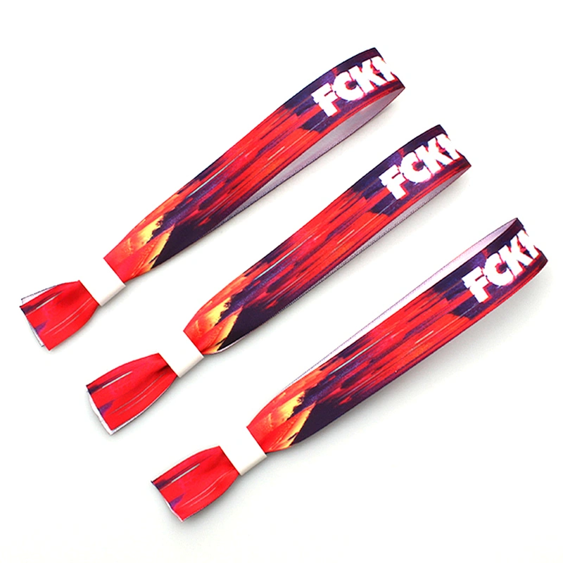 Wholesale printed ribbon wristbands for festival ticket