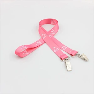Custom high quality printed logo neck lanyard with double clip