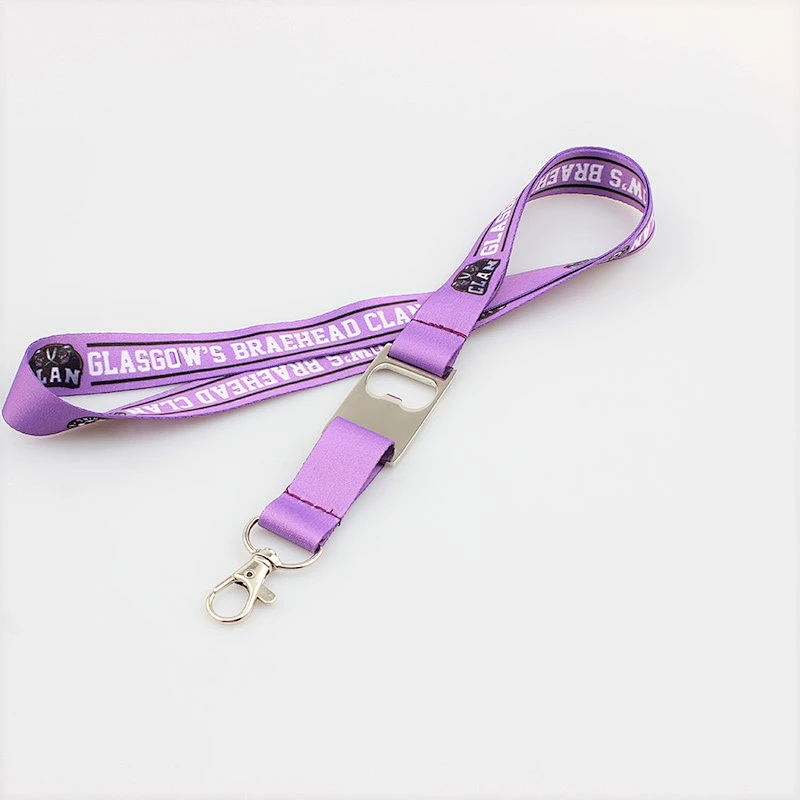 High quality polyester beer bottle opener lanyard with metal hook
