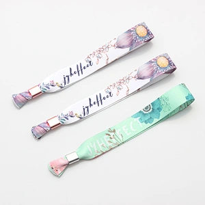 Cheap custom multi color plastic lock festival fabric wristband