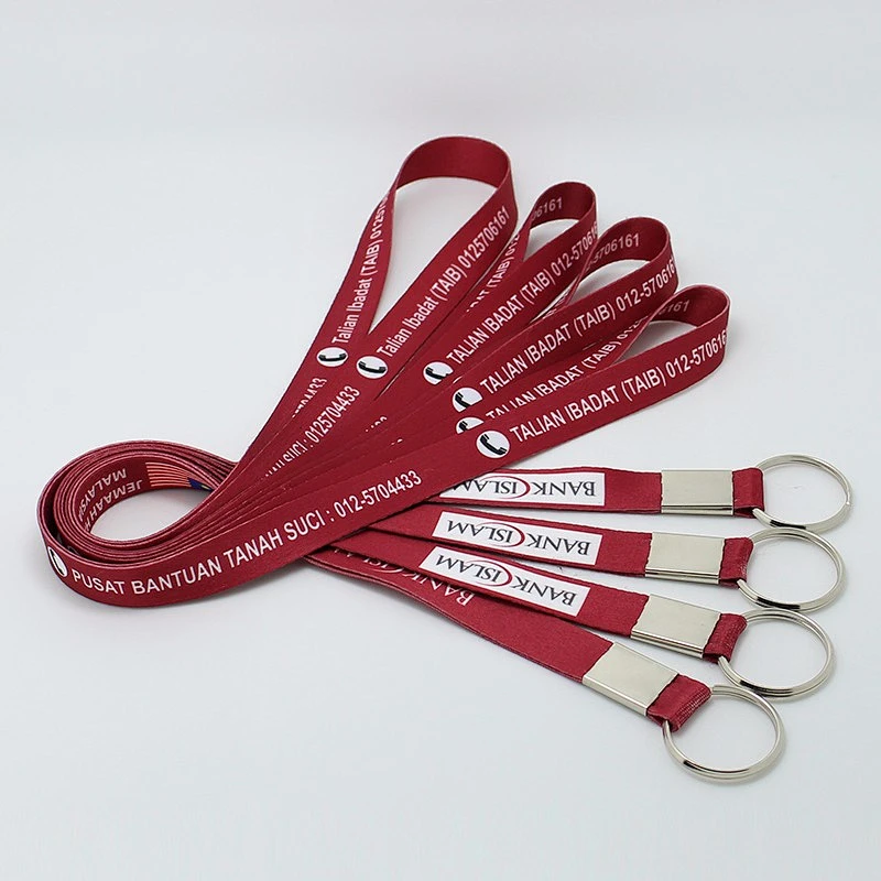 Factory directly sale metal clip polyester silk screen lanyard