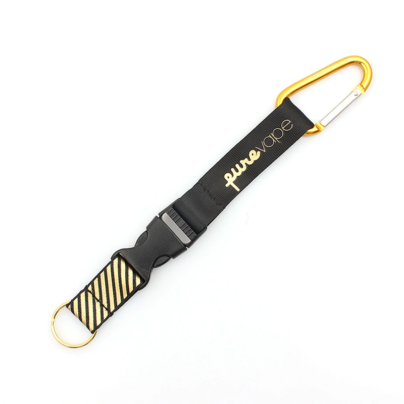 Promotional items polyester keychain carabiner short wrist lanyard