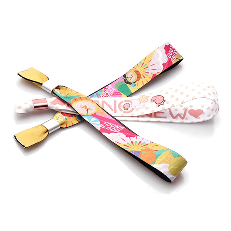 Attractive gift one-time use ribbon bracelets with plastic unidirectional buckle