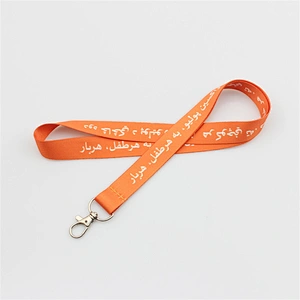 High quality orange polyester material 20mm lanyard custom with black plastic breakaway buckle