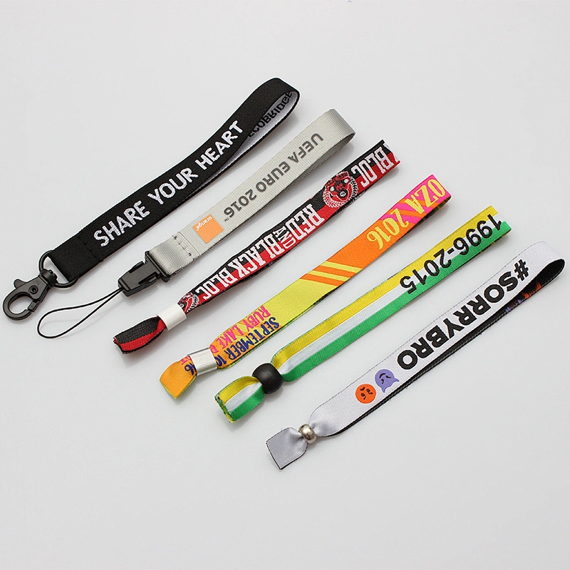 Textile wristbands with fabric decorative letters