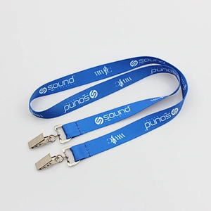 Custom high quality printed logo neck lanyard with double clip
